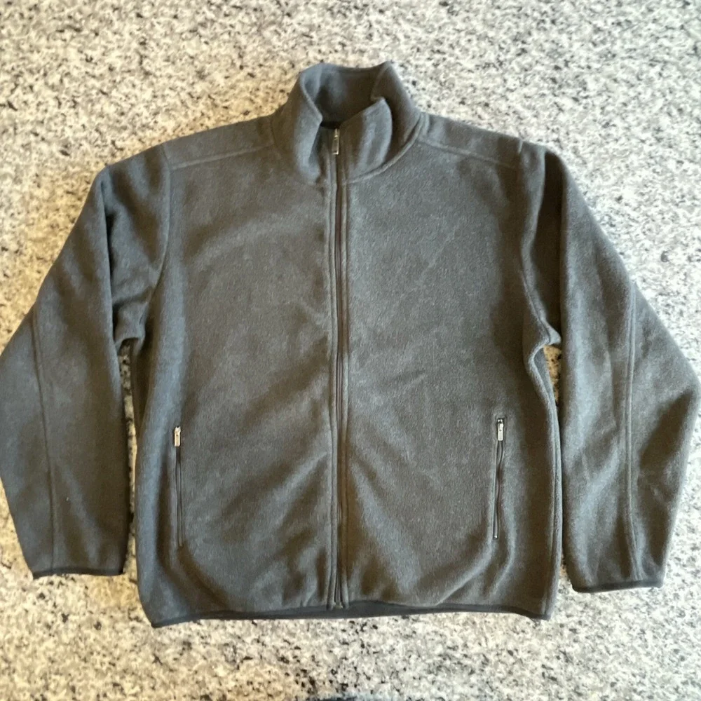 Banana Republic‎ Men's Black Jacket Thick Fleece Grey Gray Size XL Full Zip #672